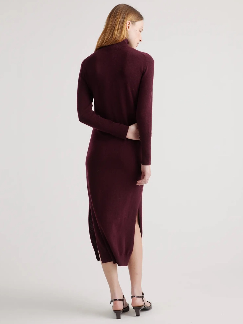 Quince Mongolian Cashmere Turtleneck Sweater Dress Red Burgundy Wine Tasting XL - Picture 4 of 12